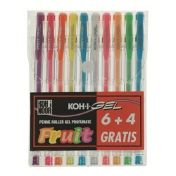 Koh I Noor NAGP10P Cappuccio Blu, Verde, Arancione, Rosa, Rosso, Viola, Bianco, Giallo 10pezzoi penna gel