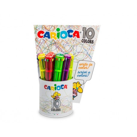 Carioca 10 Colors Clip on retractable ballpoint pen Multi 12pezzoi 42761