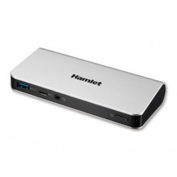 Hamlet Docking Station collega due display HDMI e DP con 4 porte usb 3.0, LAN e audio HDOCKS500C