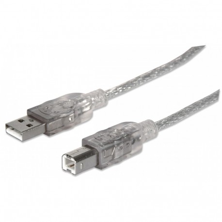 Manhattan Cavo USB A / B Maschio / Maschio Hi-Speed 3 Mt Argento per iPad 31864