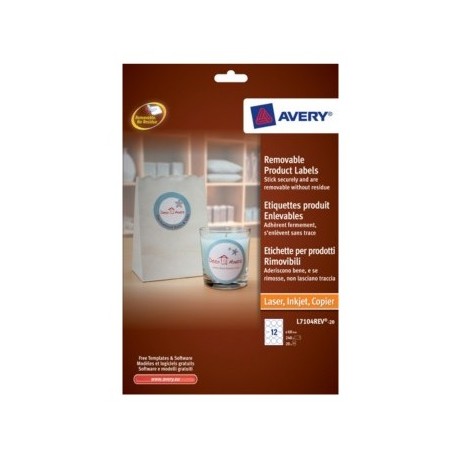 Avery Removable Product Labels Bianco L7104REV 20
