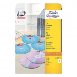 Avery Etichette Full Face bianche per CD per stampanti Laser 117 mm L7676 25
