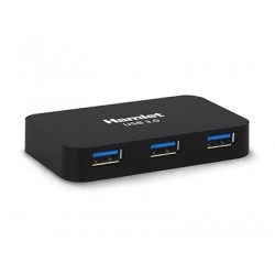 Hamlet Hub Usb 3.0 a 4 porte 5 Gbps con alimentatore XHUB430BKPW