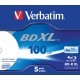 Verbatim BD R XL 100GB 4x Ampia area stampabile a getto dinchiostro, 5 pezzi in Jewel case 437895