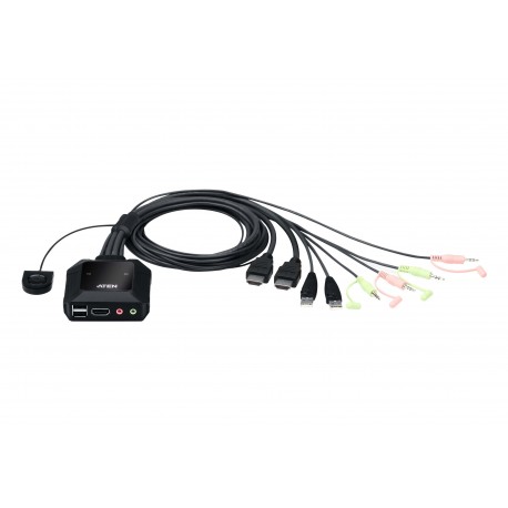 Aten Switch KVM cablato USB 4K HDMI a 2 porte con selettore porta remota CS22H AT