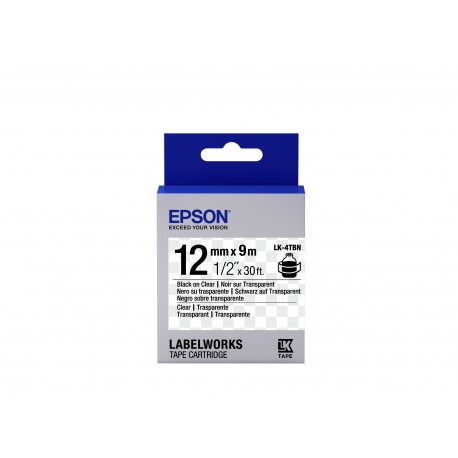 Epson Nastro fondo Trasparente per testo Nero 129 LK 4TBN C53S654012