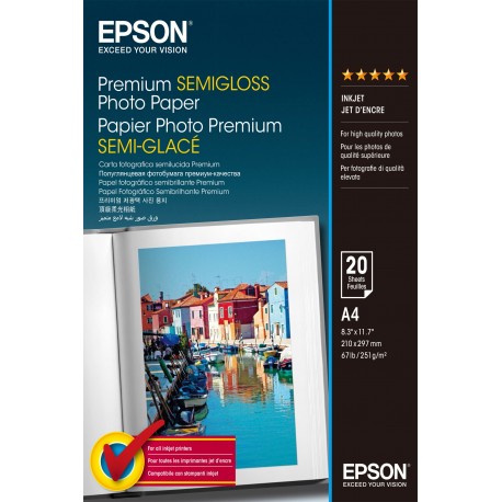 Epson Premium Semi Gloss Photo Paper A4 20 Fogli C13S041332