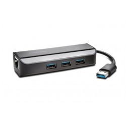 Kensington UA3000E Adattatore Ethernet e hub a 3 porte USB 3.0 Nero K33982WW