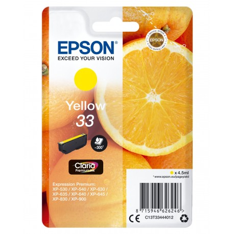 Epson Oranges Cartuccia Giallo T33 Claria Premium C13T33444012