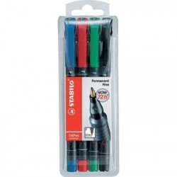 Stabilo OHPen universal permanent, 4 Pack marcatore permanente Tipo di punta Nero, Blu, Verde, Rosso 4 pz 8424