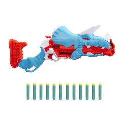 Nerf DinoSquad Tricera blast blaster con alloggiamento per caricamento di 3 dardi, con supporto dardi e design dinosauro ...