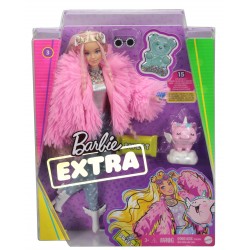 Mattel Extra Doll 3 in Pink Coat with Pet Unicorn-Pig GRN28