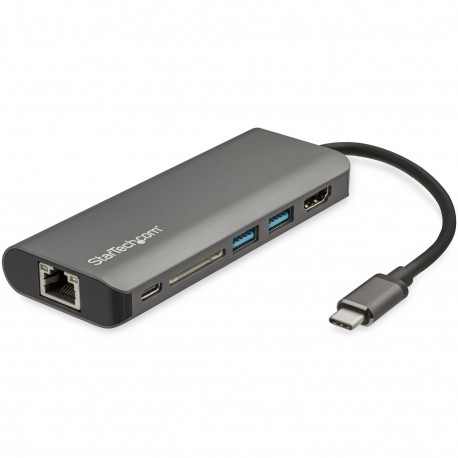 StarTech.com Adattatore USB C multiporta USB C a 4K HDMI, 3x USB 3.0 Hub, SDSDHC, GbE, 60W PD Mini dock portatile ...