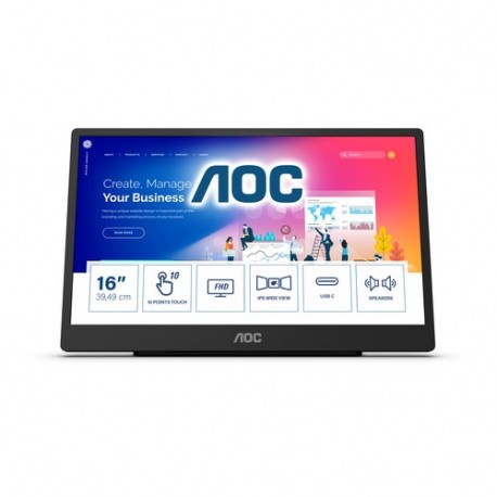 AOC 16T2 Monitor PC 39,6 cm 15.6 1920 x 1080 Pixel Full HD LED Touch screen Nero