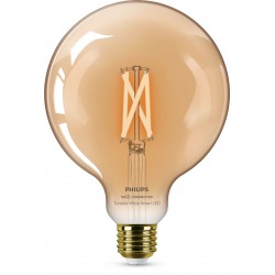 Philips LED Lampadina Smart Filament Ambrata Dimmerabile Luce Bianca da Calda a Fredda Attacco E27 50W Globo 929003017921