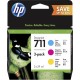 HP 3 cartucce di inchiostro DesignJet cianomagentagiallo 711 da 29 ml P2V32A