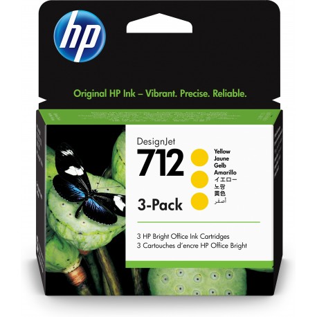 HP Confezione da 3 cartucce di inchiostro giallo originale DesignJet 712 da 29 ml 3ED79A